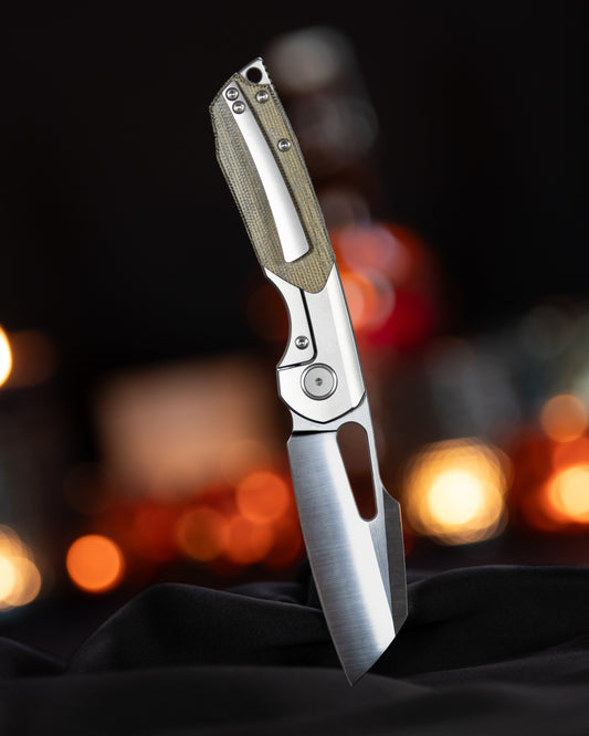 Bolster Lock Strix- green micarta/bead blast preview