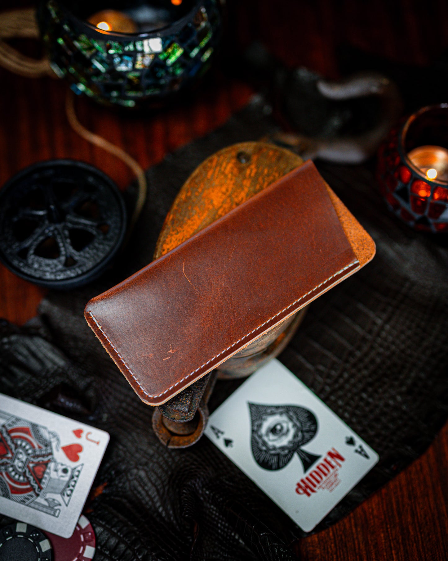 Scrap leather pocket slip for folding knife