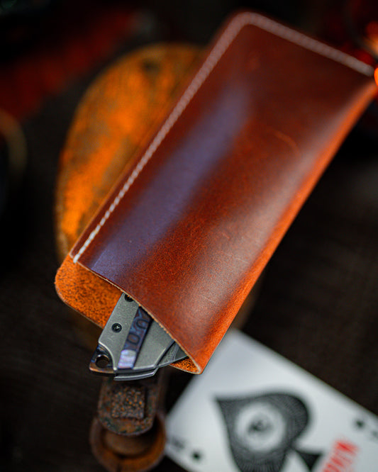 Scrap leather pocket slip for folding knife